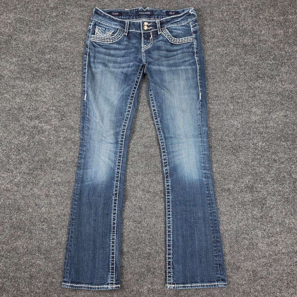 Vigoss The Chelsea Slim Bootcut Jeans Women's 3/4 Dark Wash Low Rise Denim